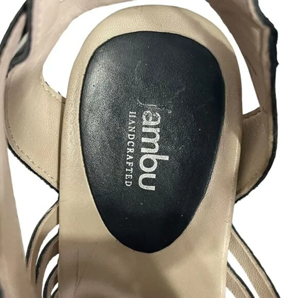 Jambu Valentina Women's‎ Black Leather WovenOpen Toe Platform Sandal Size 7